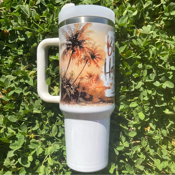 Custom 40 oz Tumbler Colorful The beach is my happy place Double-wall va… - Picture 6 of 8